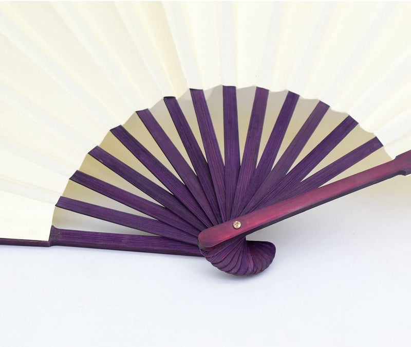 HONSHEN Folding Fan China Fan,Hand Fans with Traditional Chinese Arts (Cream) 13inch - Image 2